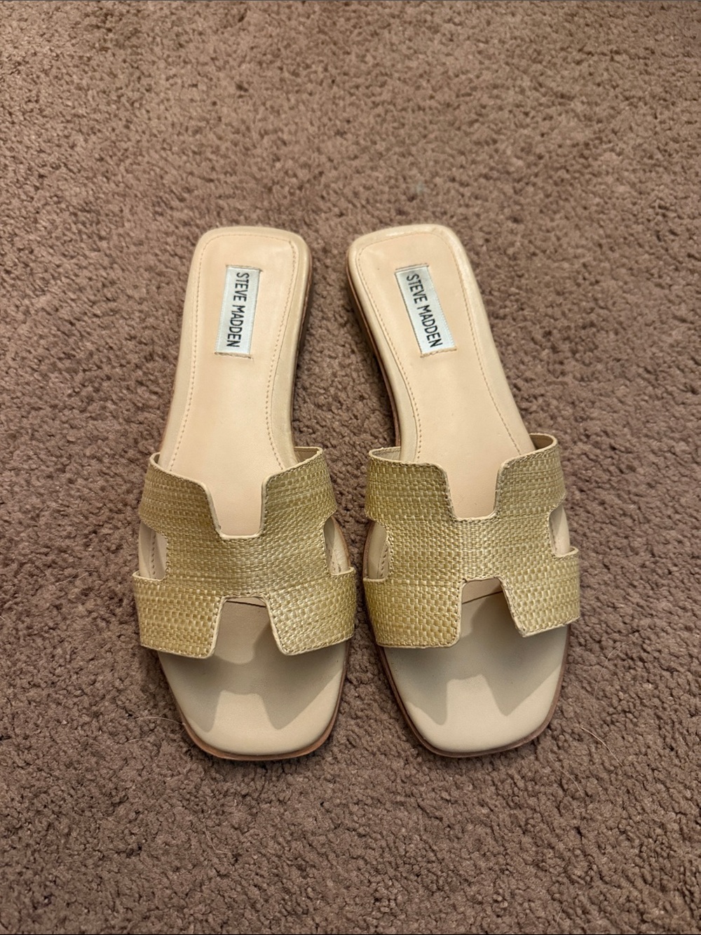 Steve Madden Metallic Gold Woven Slide Mules